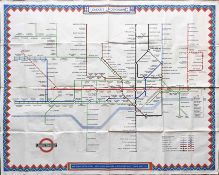 1946 London Underground quad-royal POSTER MAP printed 2/46, designed by H C Beck with a decorative
