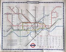 1970 London Underground quad-royal POSTER MAP designed by Paul Garbutt with date-code 11/70. This