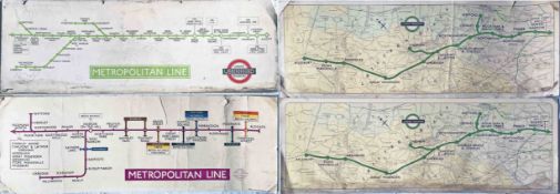 Selection (4) of 1930s-50s London Underground Metropolitan Line thin/thick card CARRIAGE MAPS from