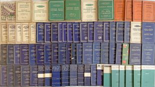 Very large quantity (74) of 1930s-1960s (a handful are 1970s) of RAIL TIMETABLE BOOKLETS