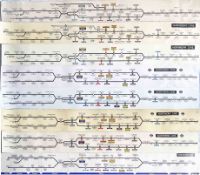Good selection (8) of London Underground CAR DIAGRAMS (line maps) for the Northern Line, all paper