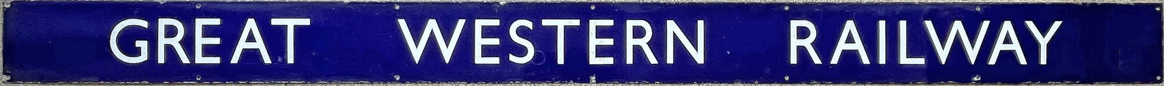 LNER enamel poster-panel HEADER PLATE 'Great Western Railway'. A most unusual item; produced in LNER