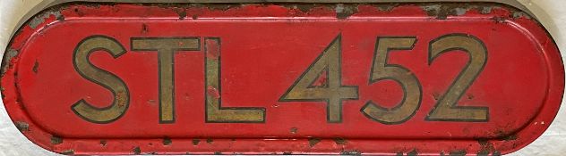London Transport BONNET FLEETNUMBER PLATE from STL 452, one of the so-called 'Leaning-back STLs. The