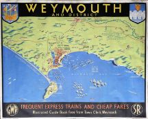 1938 Southern & Great Western Railways quad-royal POSTER 'Weymouth & District' by Dilly. Produced by