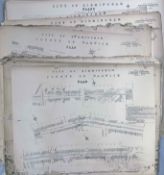 Large quantity (60+) of City of Birmingham STREET & TRAMWAY PLANS prepared for the 1905 and 1919
