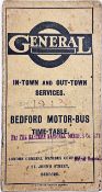 1913 LGOC 'General' TIMETABLE BOOKLET: Bedford Motor-Bus Timetable. In-Town and Out-Town Services.