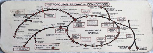 1924 Metropolitan Railway thick card CARRIAGE MAP 'Metropolitan Railway and Connections'. Shows
