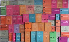 Large quantity (61) of 1930s-60s (a couple are 1970s) London Transport LOCAL ROAD & RAIL TIMETABLE