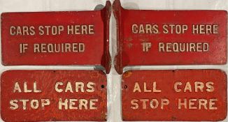 Pair of Glasgow Corporation TRAM STOP FLAGs 'All Cars Stop Here' and 'Cars Stop Here if Required'.