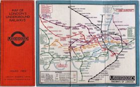 c1930 London Underground linen-card POCKET MAP from the Stingemore-designed series of 1925-32.