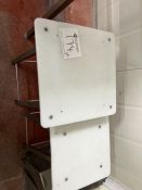 2 X STOOLS WITH PLASTIC TOPS