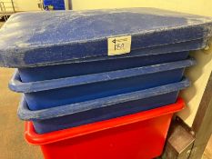 4 MOBILE PLASTIC BINS AND 2 LIDS