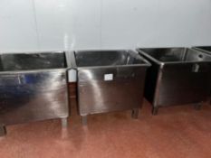 3 X STAINLESS STEEL BINS