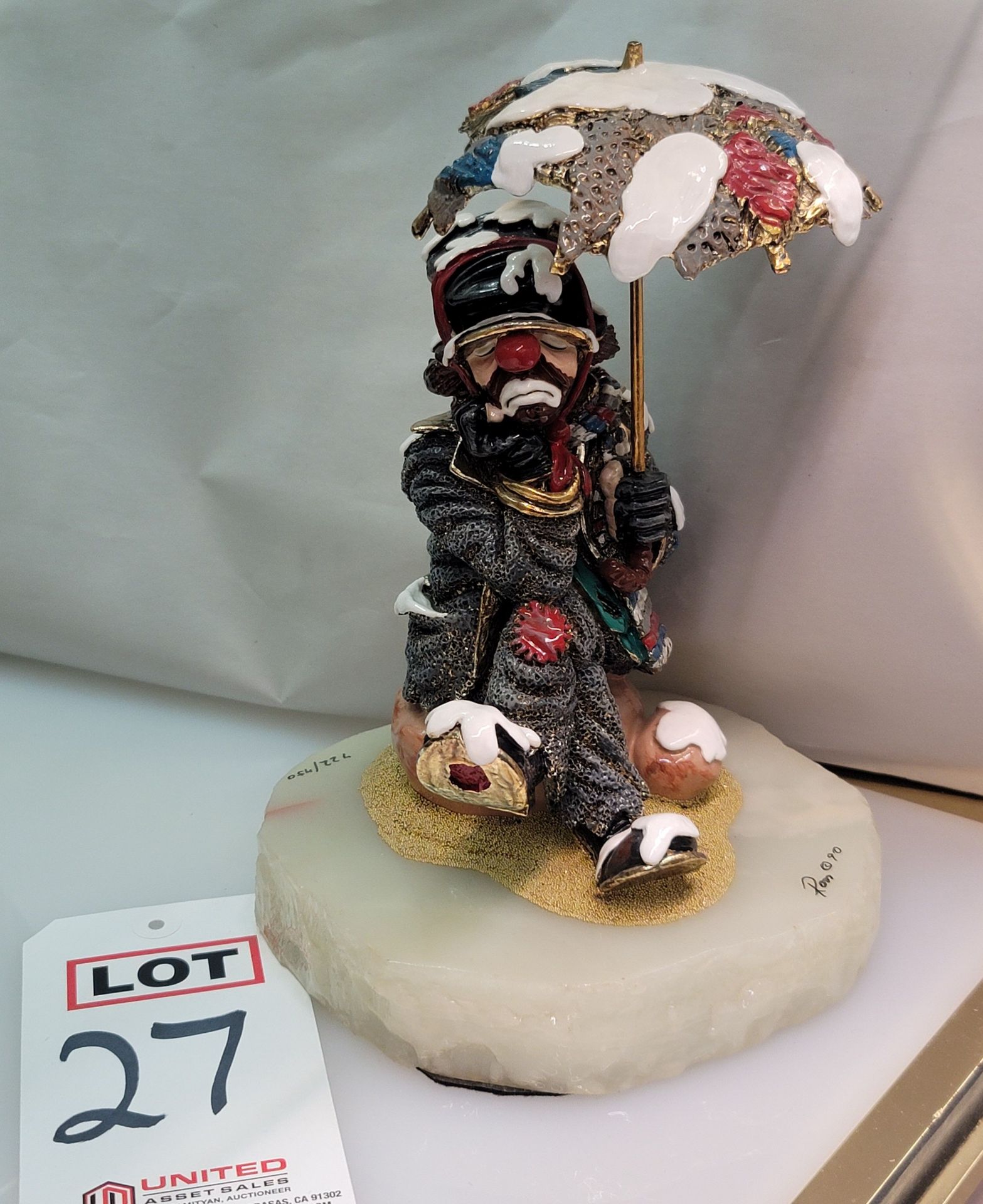 "SNOW DRIFTER", CLOWN W/ UMBRELLA ART SCULPTURE, RARE ARCHIVE SCULPTURE, SOLD OUT EDITION 722/750,