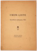Crew-Liste. Seeoffizier-Jahrgang 1895. Typoskriptdruck, nie im Handel. Um 1935.
