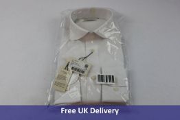 Suitsupply Men's Slim Fit Formal Blue Line Shirt, White, Size 15