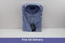 Eton Men's Pique Short Sleeved Shirt, Blue, Contemporary Fit, Size XL