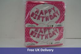 Ten Happy Birthday Letters Balloons, Pink, Silver Dots, 16