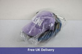 Seven Vintage Mazini Italy Baseball Caps to Include 3x Grey, 2 x Black, 1x Blue and 1x Purple