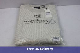 Scotch And Soda Men's Sweater, Grey and White Stripes, Size XXL