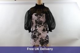Marianna Senchina Lilly Mini Dress, Velvet and Mesh, Lilac And Black, Size S