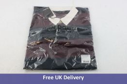 Ron Dorff Men's Rugby Polo T.shirt, Burgundy and Nany, Size L