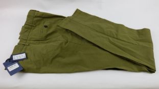 Turnbull & Asser Men's Classic Chino Manson Trousers, Dark Green, Waist 40