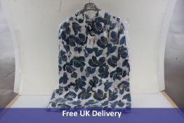 WHYCI Longuette Dress with Cotton Slit, Blue White, Size 46