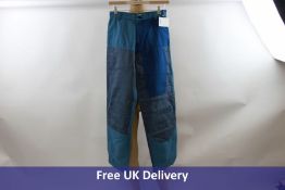 Loewe Men's Patchwork Cotton And Linen Trousers, Grey/ Turquoise, XXXL