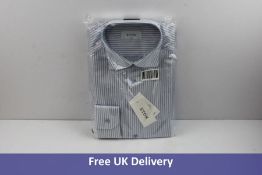 Eton Men'sTwill Shirt, Blue Striped, Slim Fit, Size 44/17.5