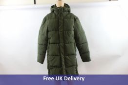 Scotch & Soda Men'sFaux-down Long Hooded Puffer Jacket, Green, Size S