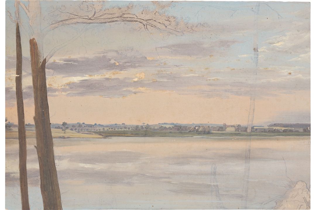 Deutsch, um 1840. Abendliche Elblandschaft.