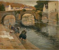 Frits Thaulow. Laundresses. Circa 1900