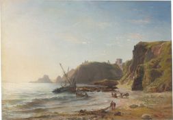 Théodore Gudin. Castaways on a rocky coast.