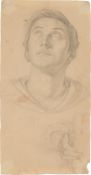 Erwin Speckter. Study of the Head and Hand of a Young Man Looking Up.