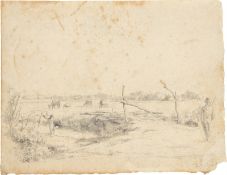 Otto Speckter. North German Landscape with Traveller (Artist's Walk?) (+ 4 supplements). Circa 1824