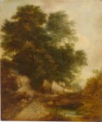 Thomas Gainsborough. ”Wooded Rocky Landscape with Peasants in a Country Waggon and P…. Circa 1765/66