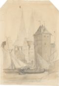 Otto Speckter. ”Blauer Turm in Lübeck” / ”Teilansicht Lübecks von Südoste…. Before 1853 / circa 1853