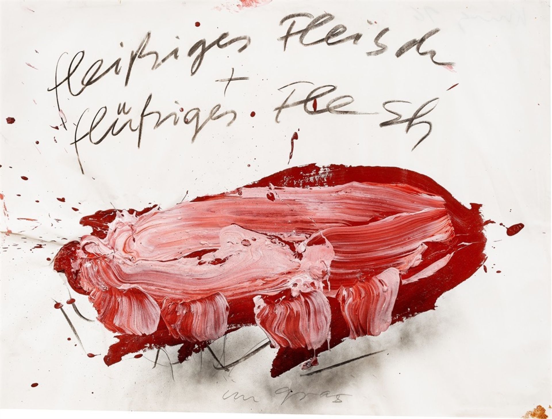 Dieter Krieg. Ohne Titel (fleißiges Fleisch + flüssiges Fleisch, im gras). 1996