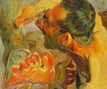 Johannes Grützke. Selbstporträt mit Fuß. 2001