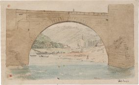 Caspar David Friedrich. ”Alte Elbbrücke bei Meißen”. Earliest 1816