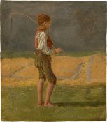 Franz von Lenbach. ”Bauernjunge mit Angel über der rechten Schulter”. (after) 1857