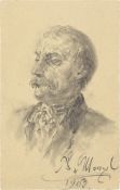 Adolph Menzel. Portrait of a gentleman with a moustache. 1903
