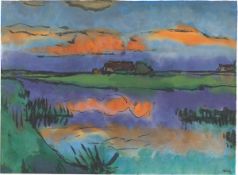 Emil Nolde. ”Marschlandschaft um Seebüll”. Circa 1935/40