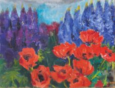 Emil Nolde. ”Mohn und blaue Lupinen”. 1950