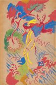 August Macke. ”Orientale mit Hirsch und Paradiesvogel”. 1913