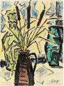 Karl Schmidt-Rottluff. Still life with cattail. Circa 1955
