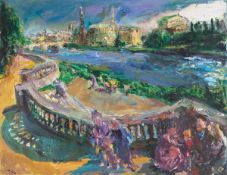 Bernhard Heisig. ”Dresdner Altstadt vom Königsufer”. 1996