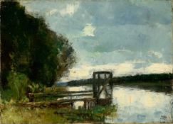 Lesser Ury. ”Bootsanleger am Fluss”. 1909