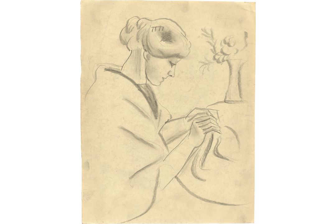 August Macke. „Nähende Frau II“ (Elisabeth Macke). 1910